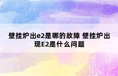 壁挂炉出e2是哪的故障 壁挂炉出现E2是什么问题